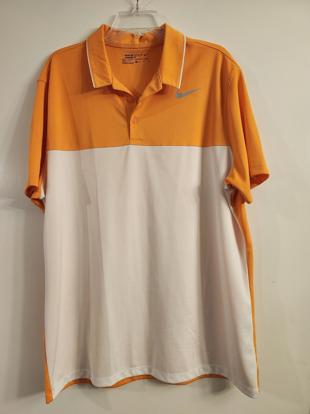 Nike Men's Orange and White Polo Shirt